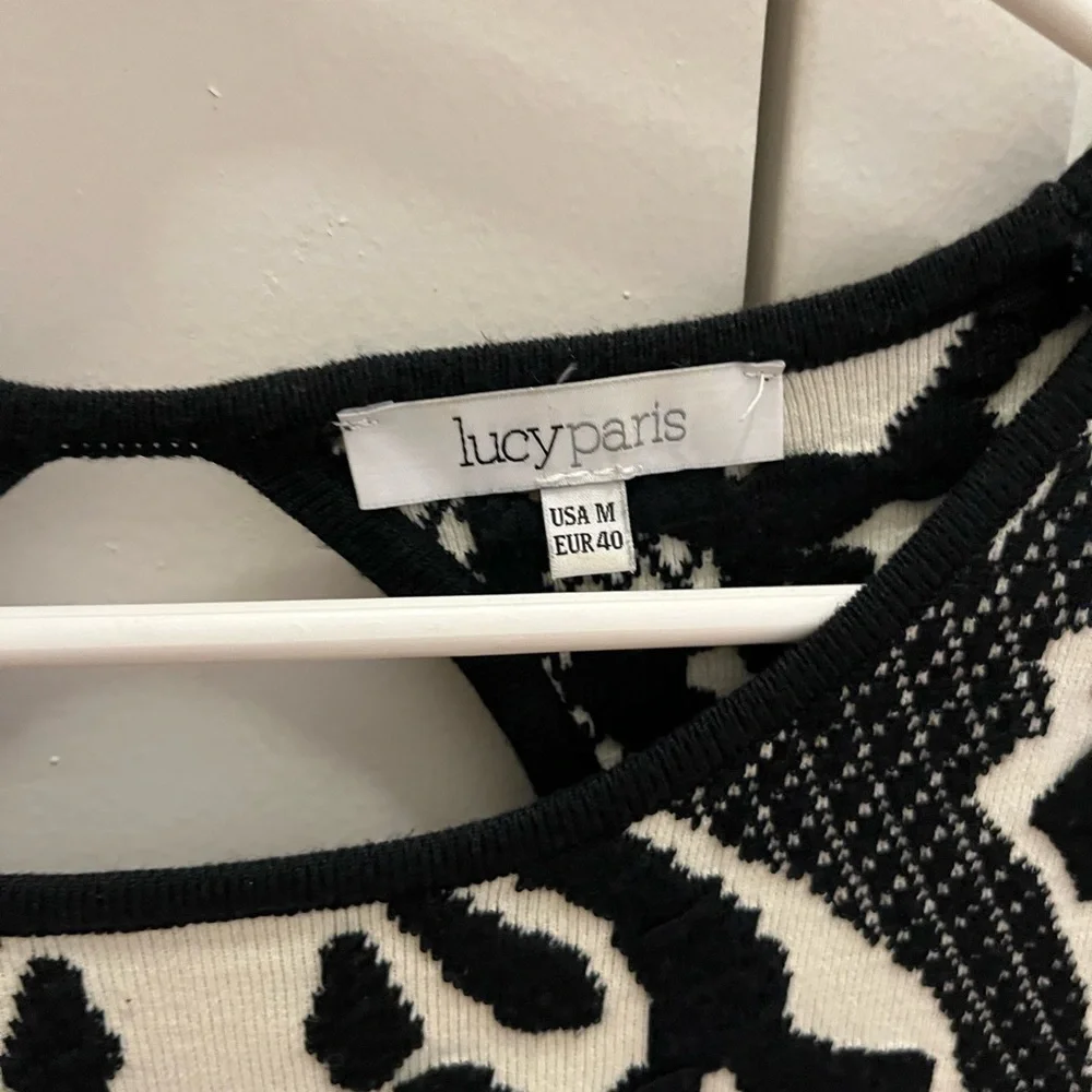 NWOT! Lucy Paris Black and Cream Crop Top - Picture 2 of 4